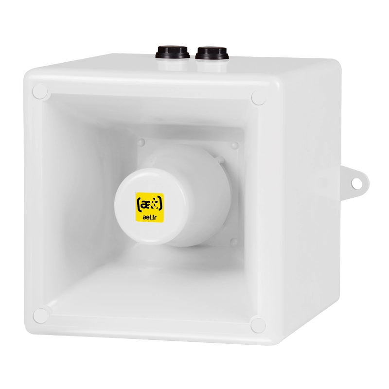 High-power outdoor wireless siren by SmartVOX for large area lockdown alerts and Martyn's Law compliance.
